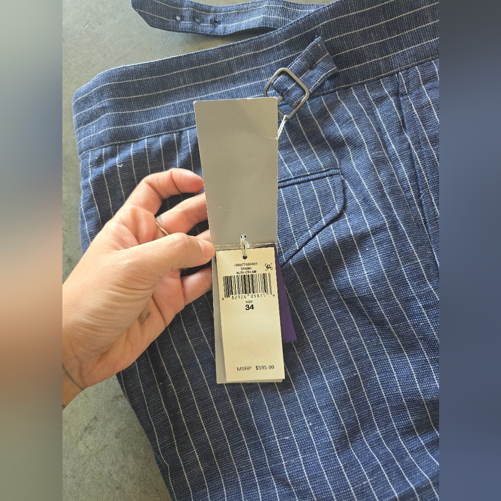 Ralph Lauren Size 34 Spring Blue/cream Pants - Picture 8 of 12